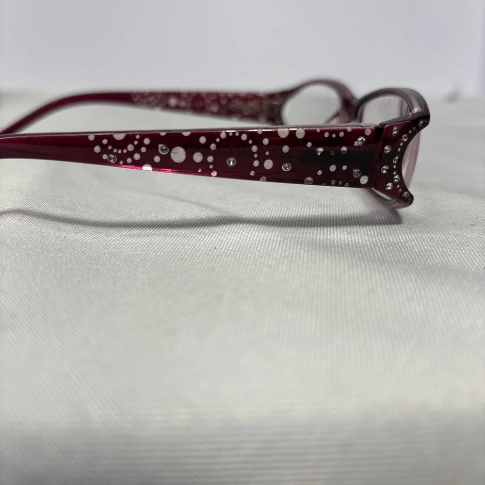 Foster Grant Reading Glasses +150 Red Glitter Polka‎ Dot Frame Stylish Readers